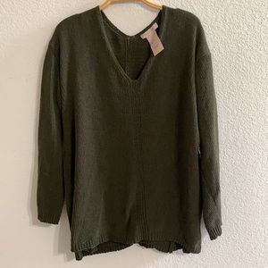 Philosophy Olive Green Knit V-Neck Sweater